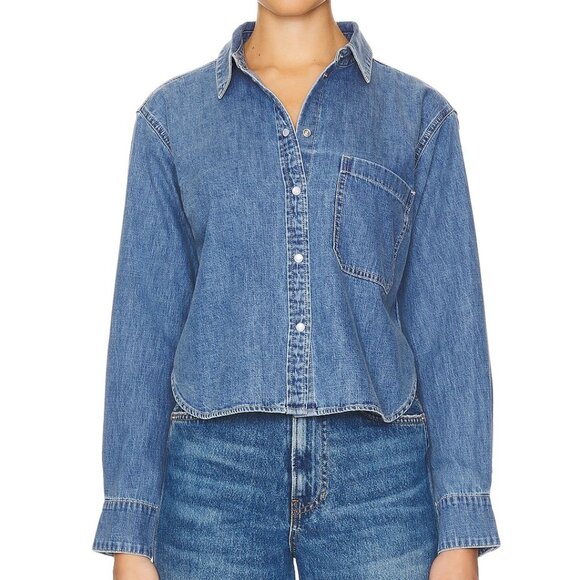Veronica Beard Aderes Denim Shirt in Starlight Size Large - Picture 1 of 5